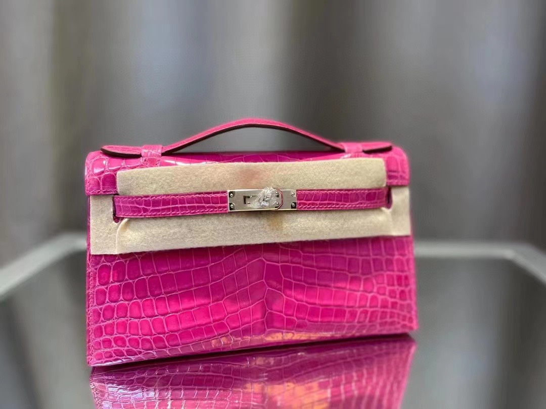 에르메스 켈리 포쉐트 립스틱 은장 샤이니 악어가죽